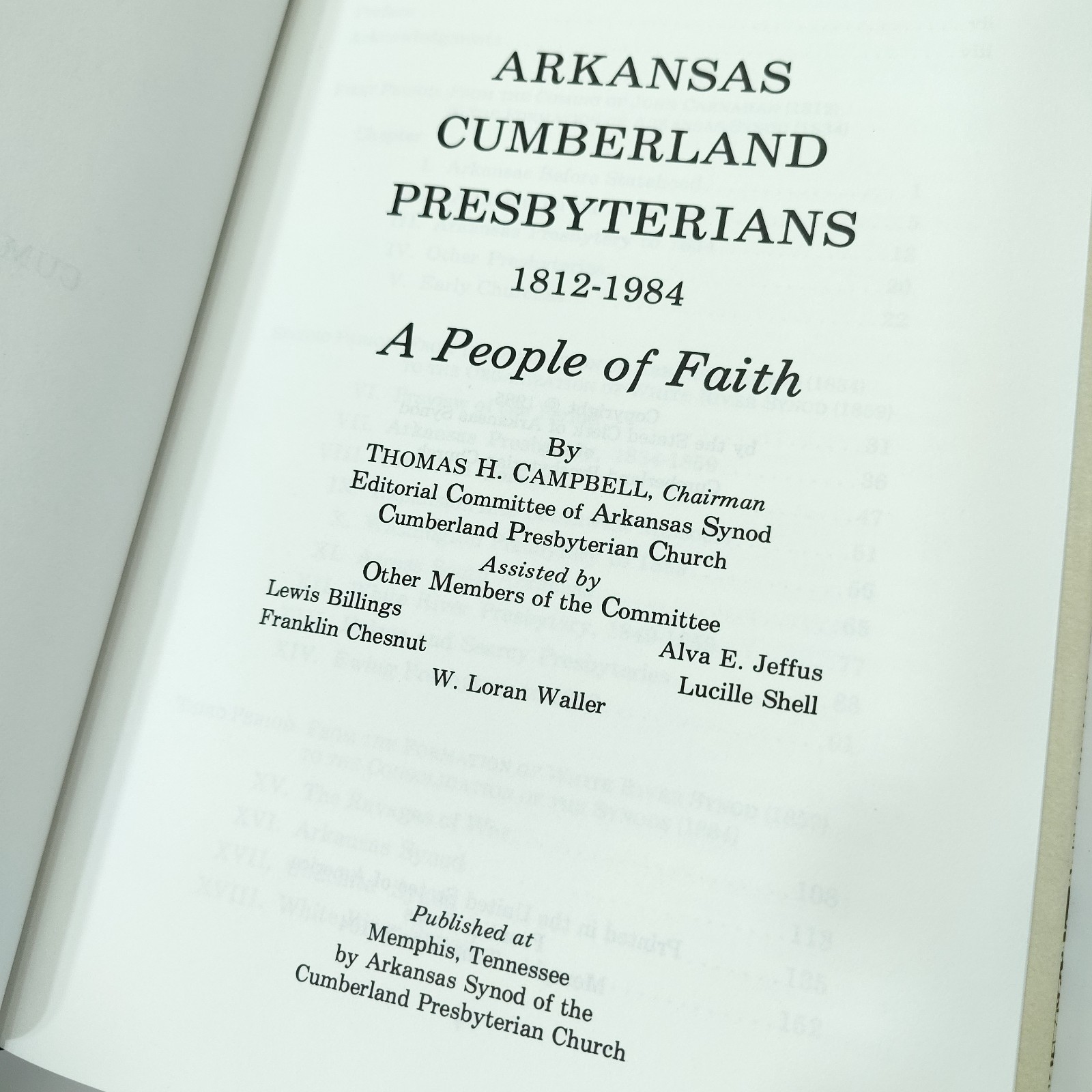 Arkansas Cumberland Presbyterians 1812-1984 [Very Good+, HC] Thomas H. Campbell