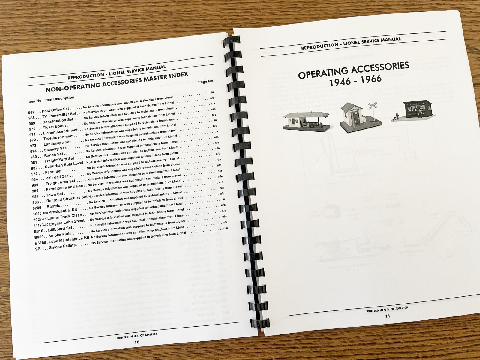 Lionel – Reproduction Factory Service Manual – Operating Accessories – 1946-1966