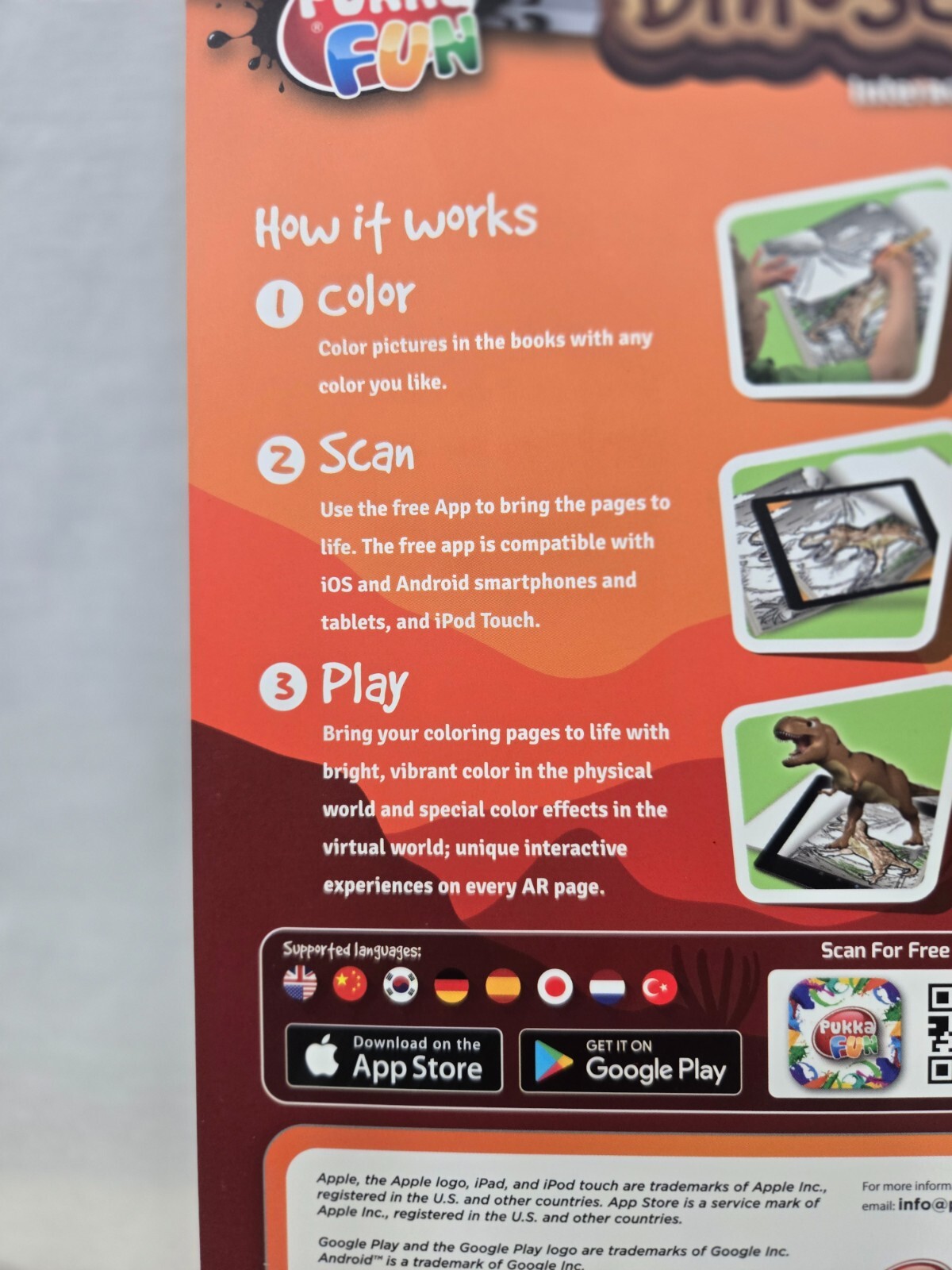 Dinosaur World AR Interactive 4D Coloring Book Augmented Reality Pukka 8421-FUN