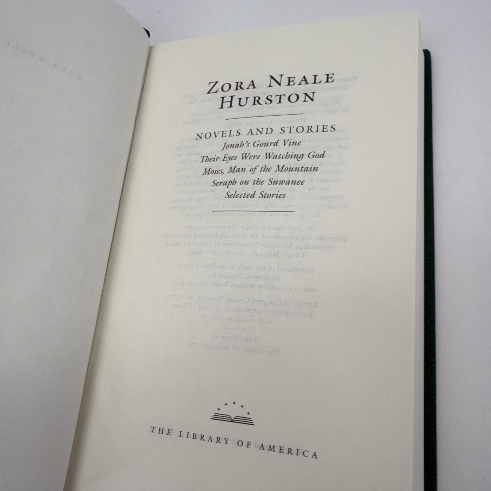 ZORA NEALE HURSTON Novels & Stories Library of America 1995 Third Cloth Slipcase