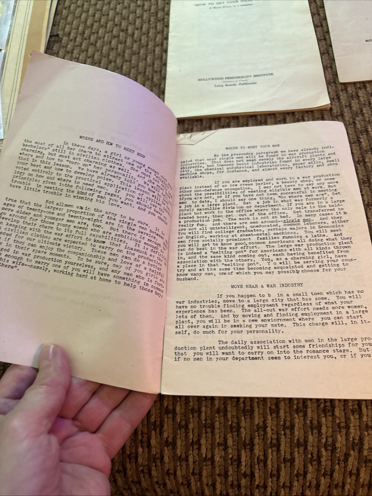 4 Pc 1940s “How To Get Your Ideal Man”booklets Hollywood Personality Institute