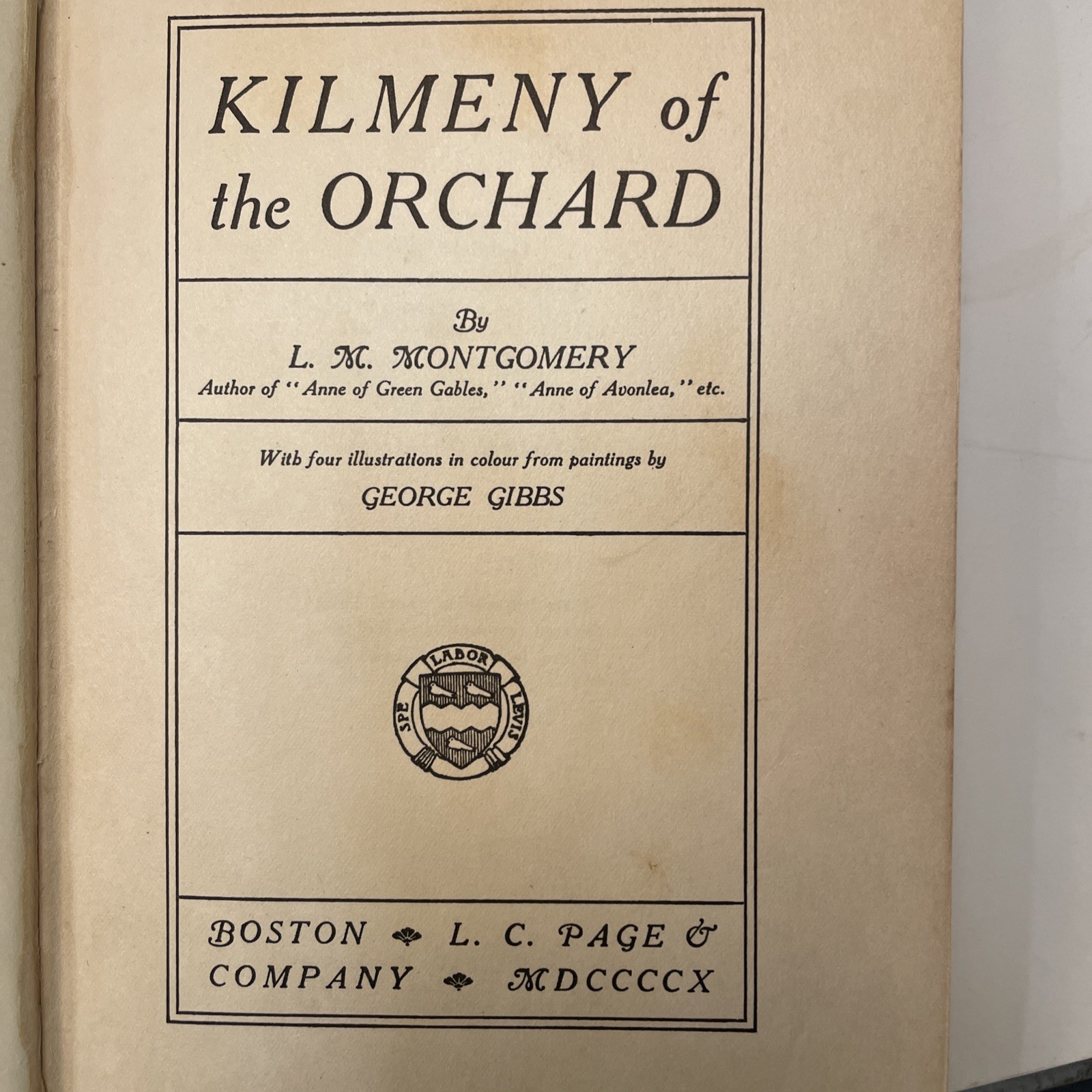 1910 4th IMPRESSION KILMENY OF THE ORCHARD L. M. MONTGOMERY LOOSE SPINE PAGES