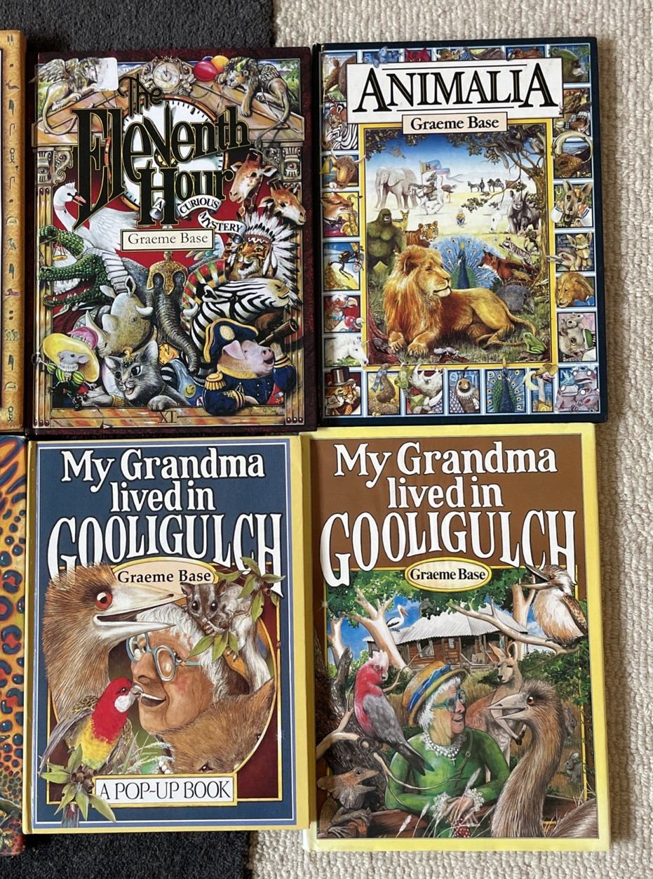 Lot of 8 Graeme Base Picture Books ALL HC Animalia Grandma Pop-up Eleventh Hour