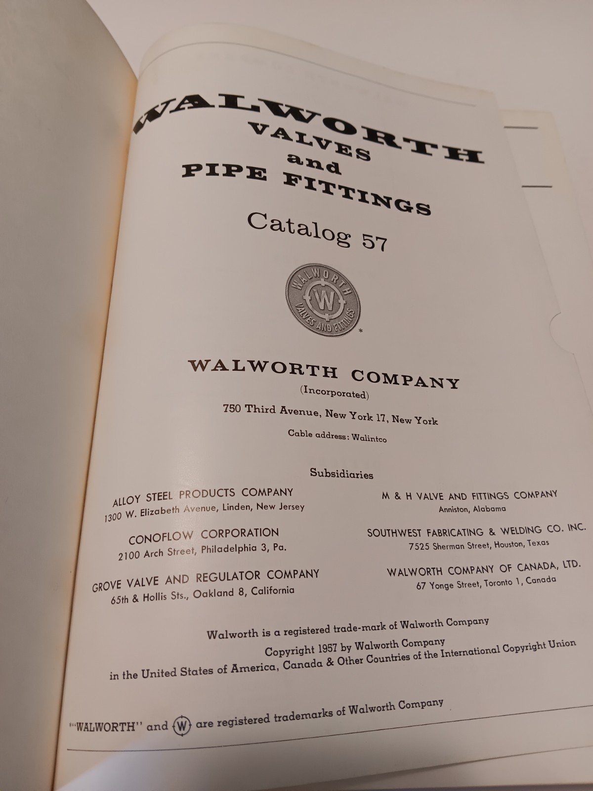 Walworth Valves and Pipe Fittings – Catalog 57 From 1957