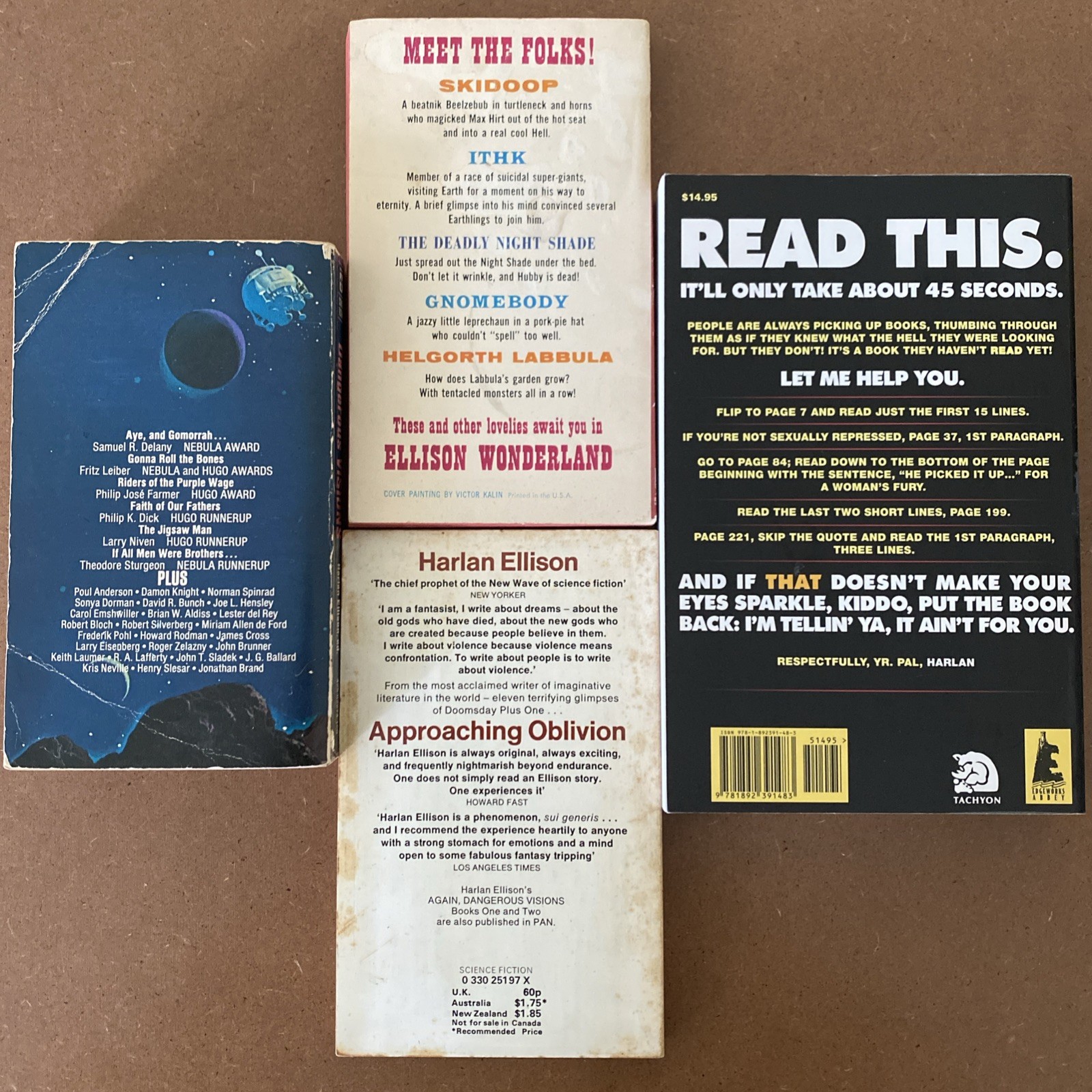 Harlan Ellison vintage 4 book lot – Oblivion, Wonderland, Visions, Shatterday