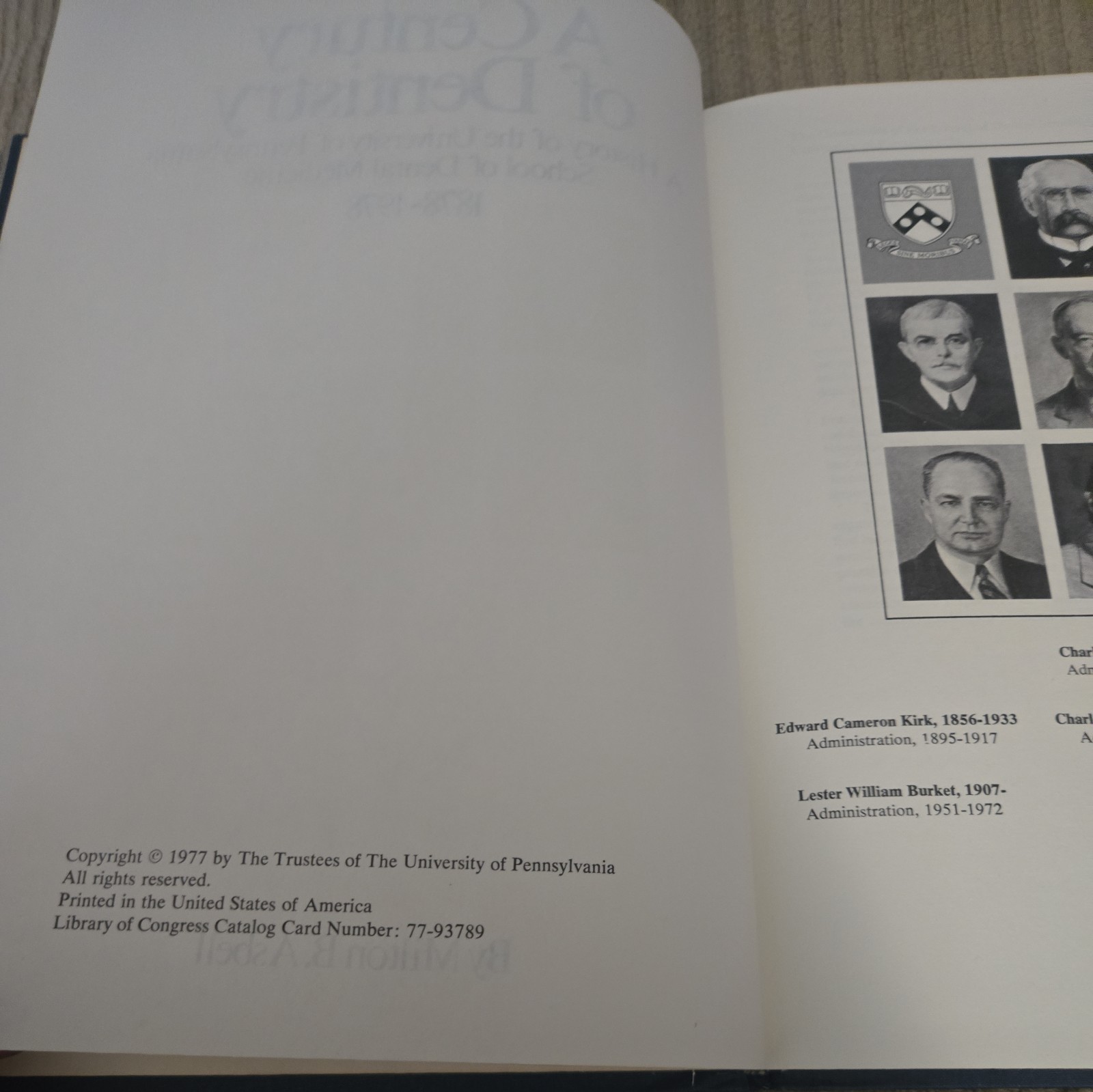 A Century of Dentistry by Milton B. Asbell (hardcover 1977)