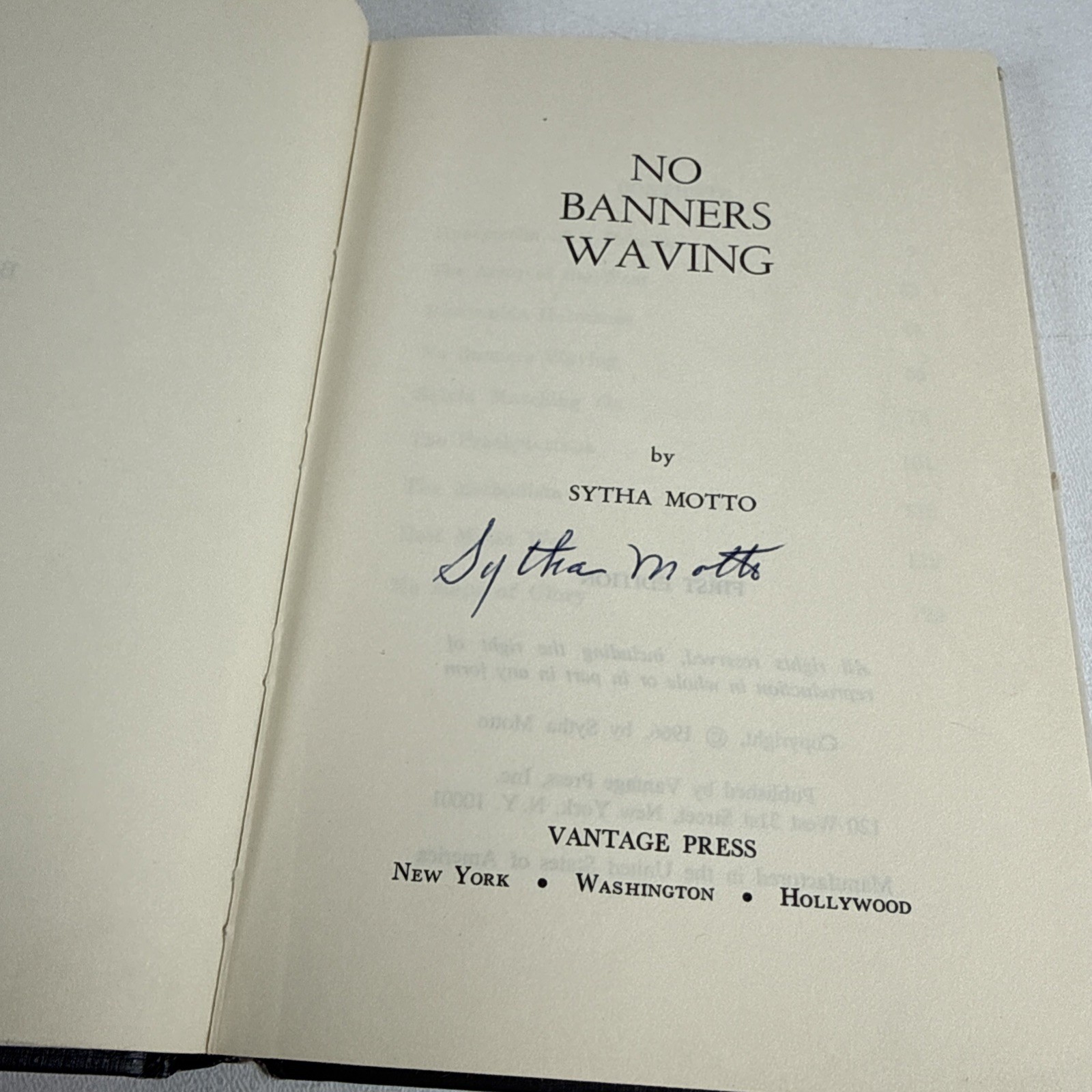 No Banners Waving First Edition SIGNED Sytha Motto Hardcover DJ
