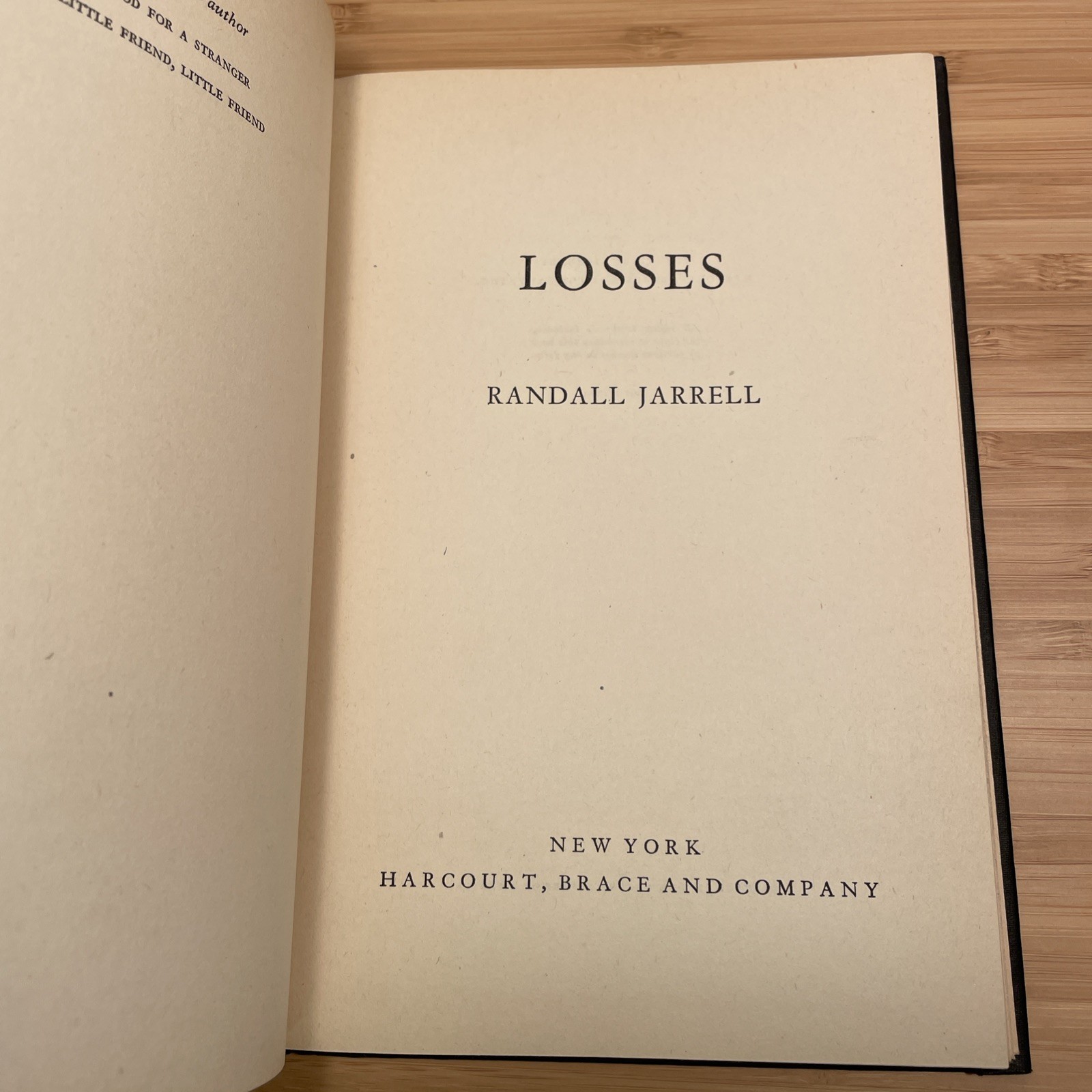 Randall Jarrell LOSSES Harcourt, Brace 1948 1st Edition