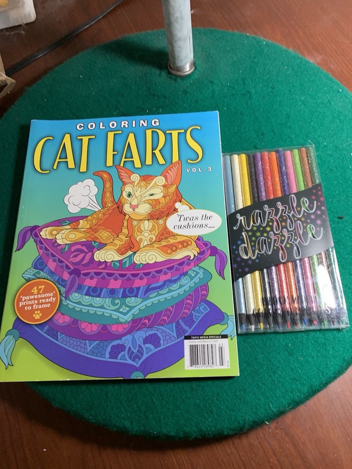 COLORING CAT FARTS Vol 3 Adult Coloring Book by TOPIX – Glitter Colored Pencils