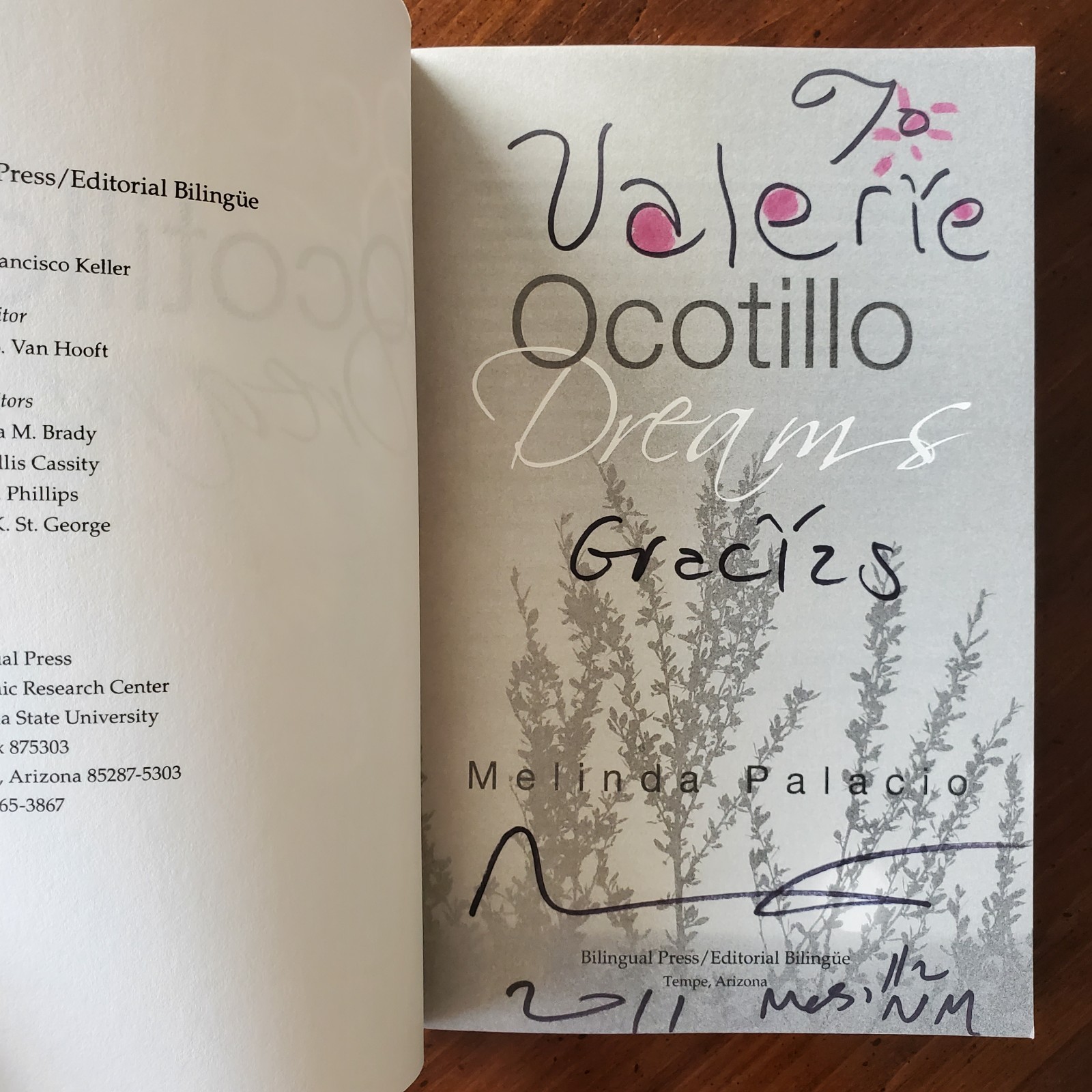 Ocotillo Dreams by Melinda Palacio 2011 Trade Paperback