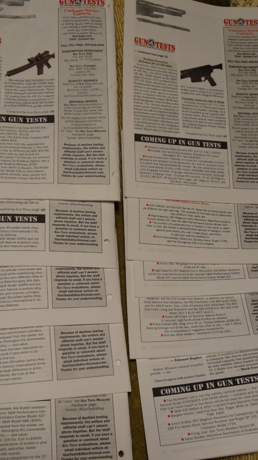 Gun Tests magazine – Lot of 10 – Sept, Nov & Dec 2014 & Jan, Feb, Mar, Apr, May