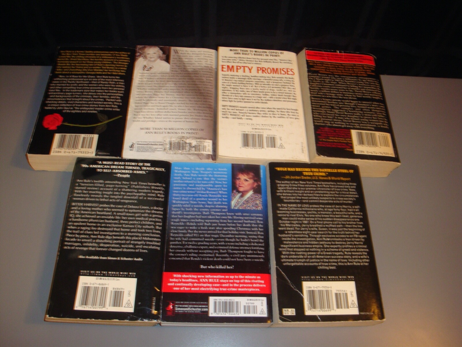 Ann Rule True Crime 7 paperback book lot Crime Files Murder Serial Killers