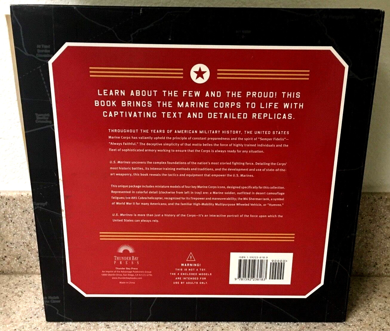 USMC Marines Collector’s Series Illustrated Photograph Book & 4 Collectible Toys