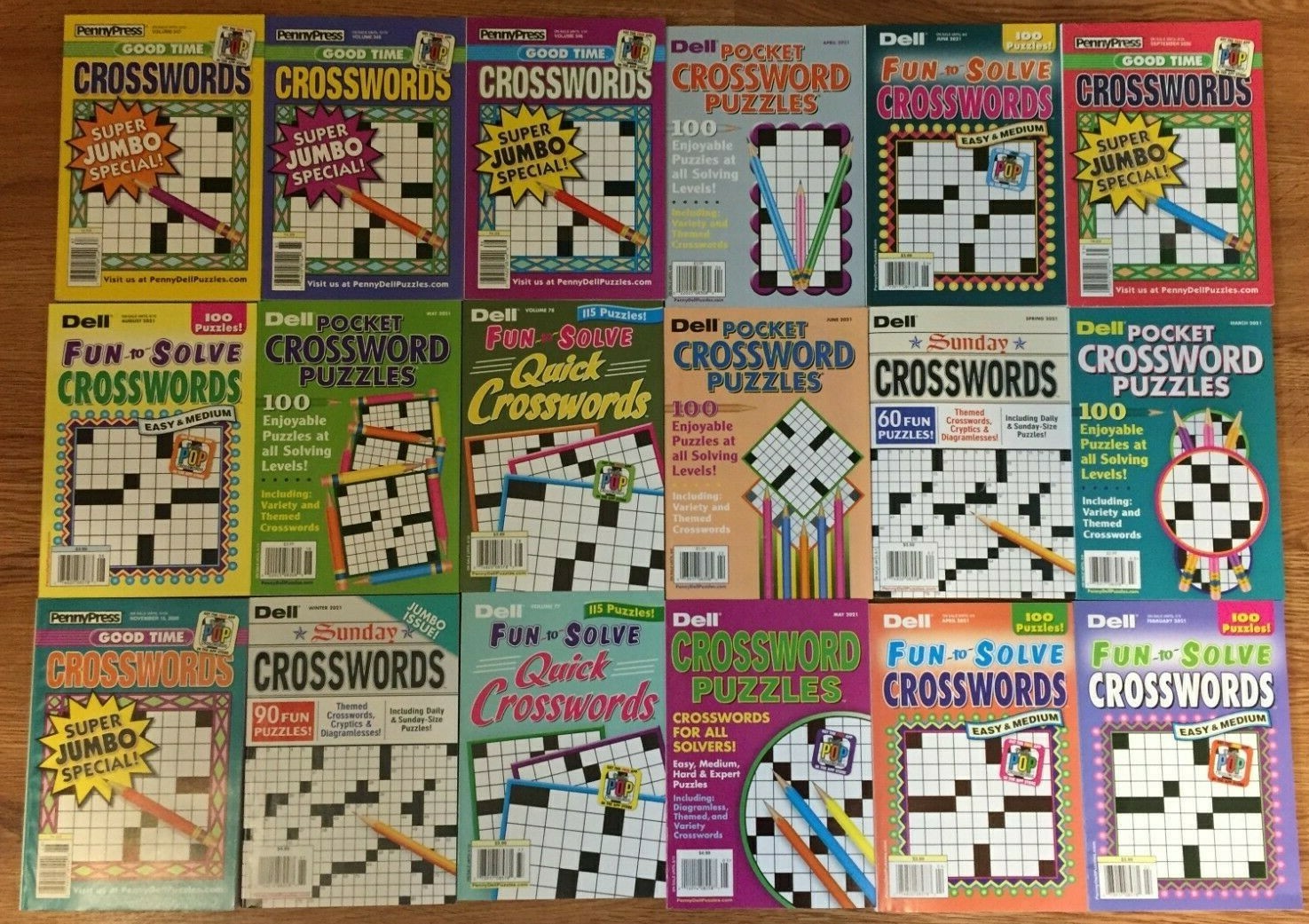Lot of 8 Dell Penny Press ALL SOLVING LEVELS Crossword Puzzle Books UNSORTED