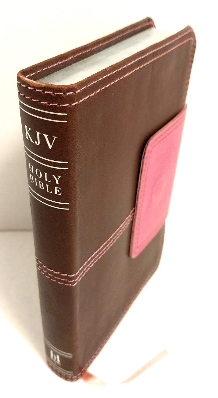 KJV Compact UltraThin Bible Brown/Pink Leather Touch Mag Flap 2012 Holman