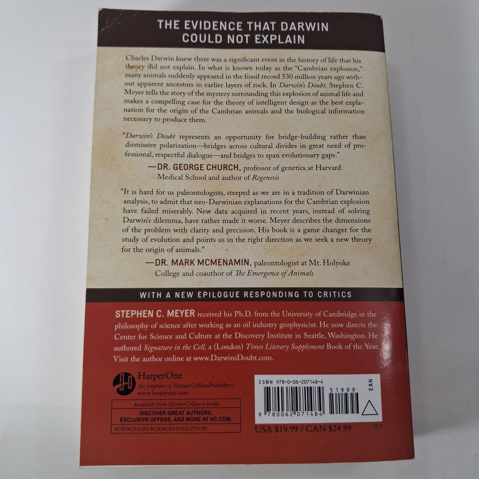 Darwin’s Doubt: Animal Life & Intelligent Design By Stephen C Meyer (2014 PB)