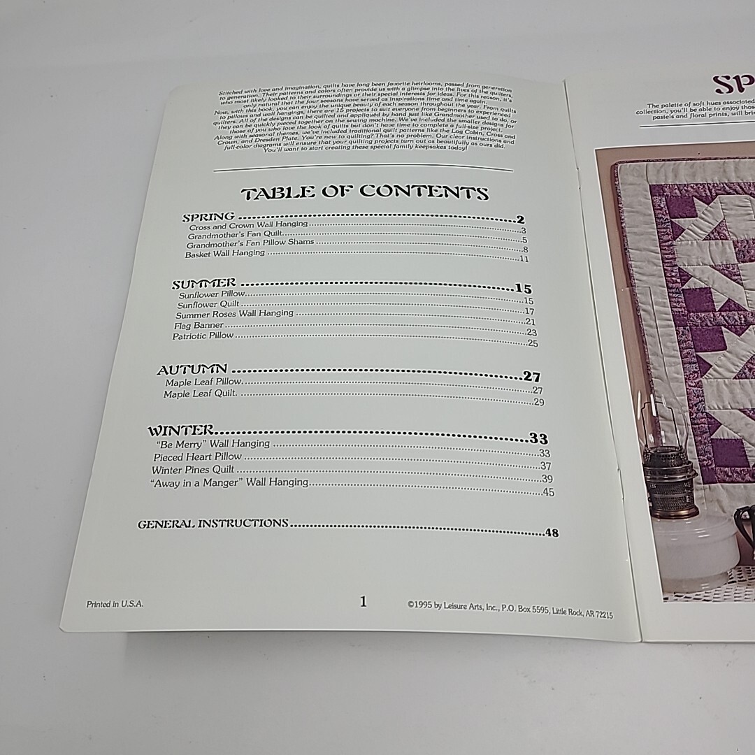 Patchwork for All Seasons 15 Projects Leisure Arts 1585 Quilt Book 1995 Patterns