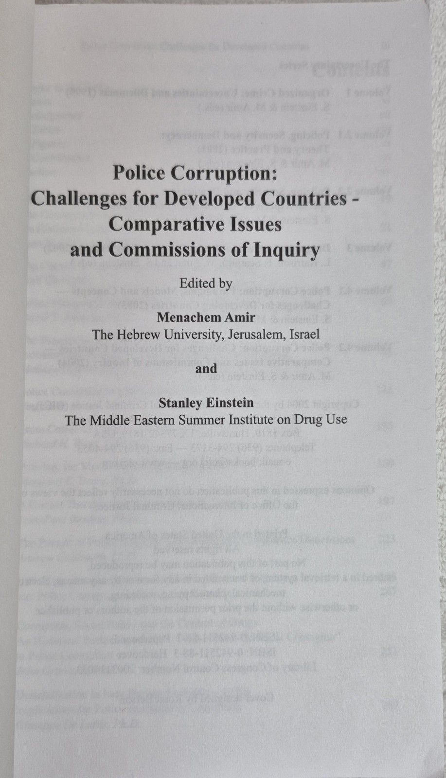 Police Corruption: Challenges for Developed Countries (Amir & Einstein • 2004)