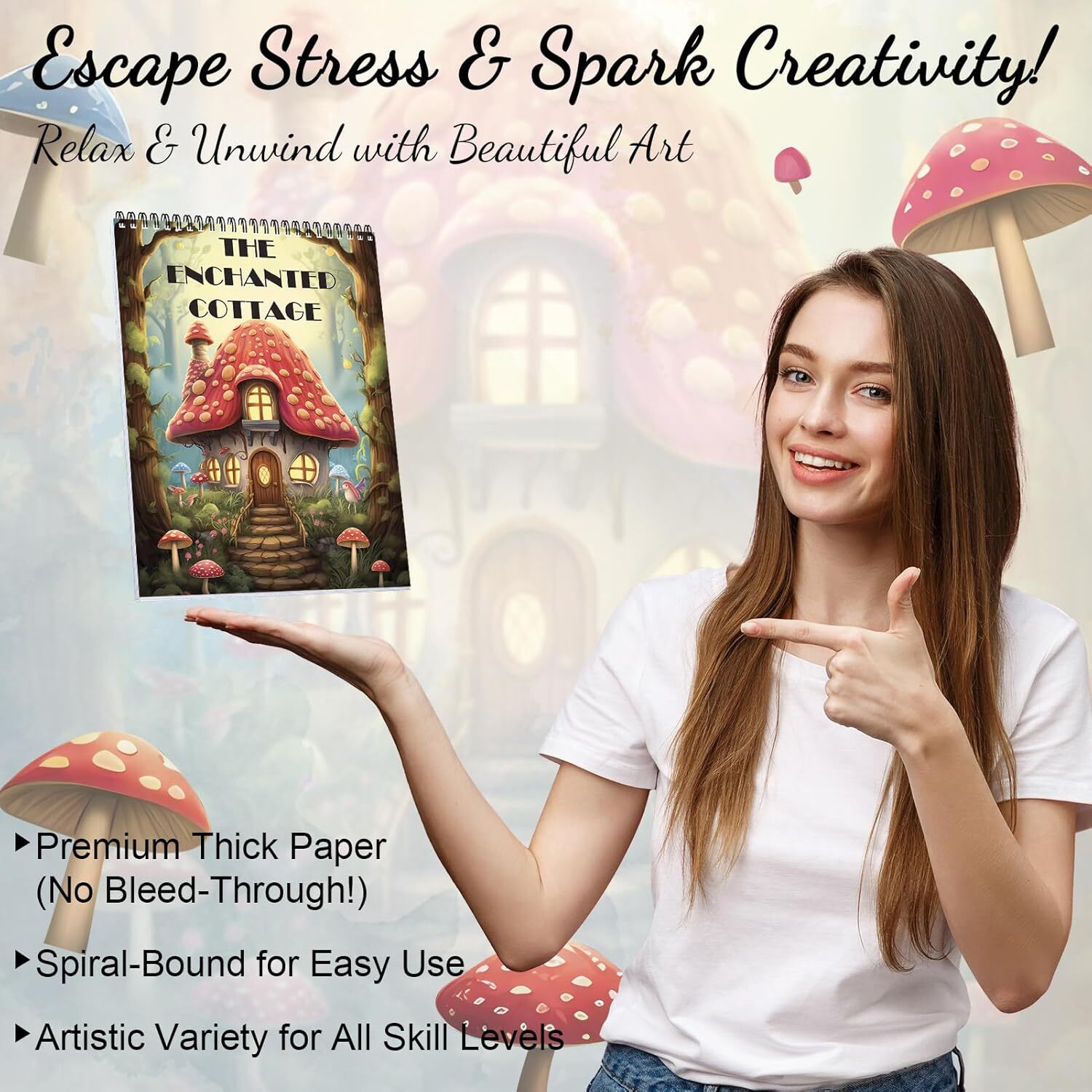 Spiral Bound Adult Coloring Book for Women, Anxiety Coloring Books for Adults Re