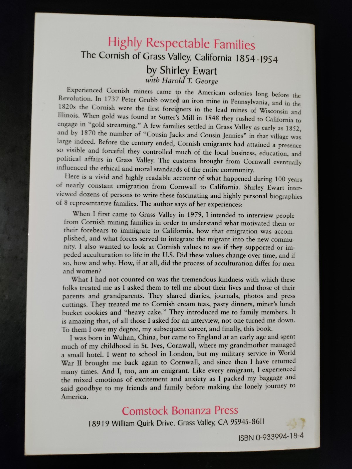 Highly Respectable Families by Shirley Ewart 1998 SC Scarce