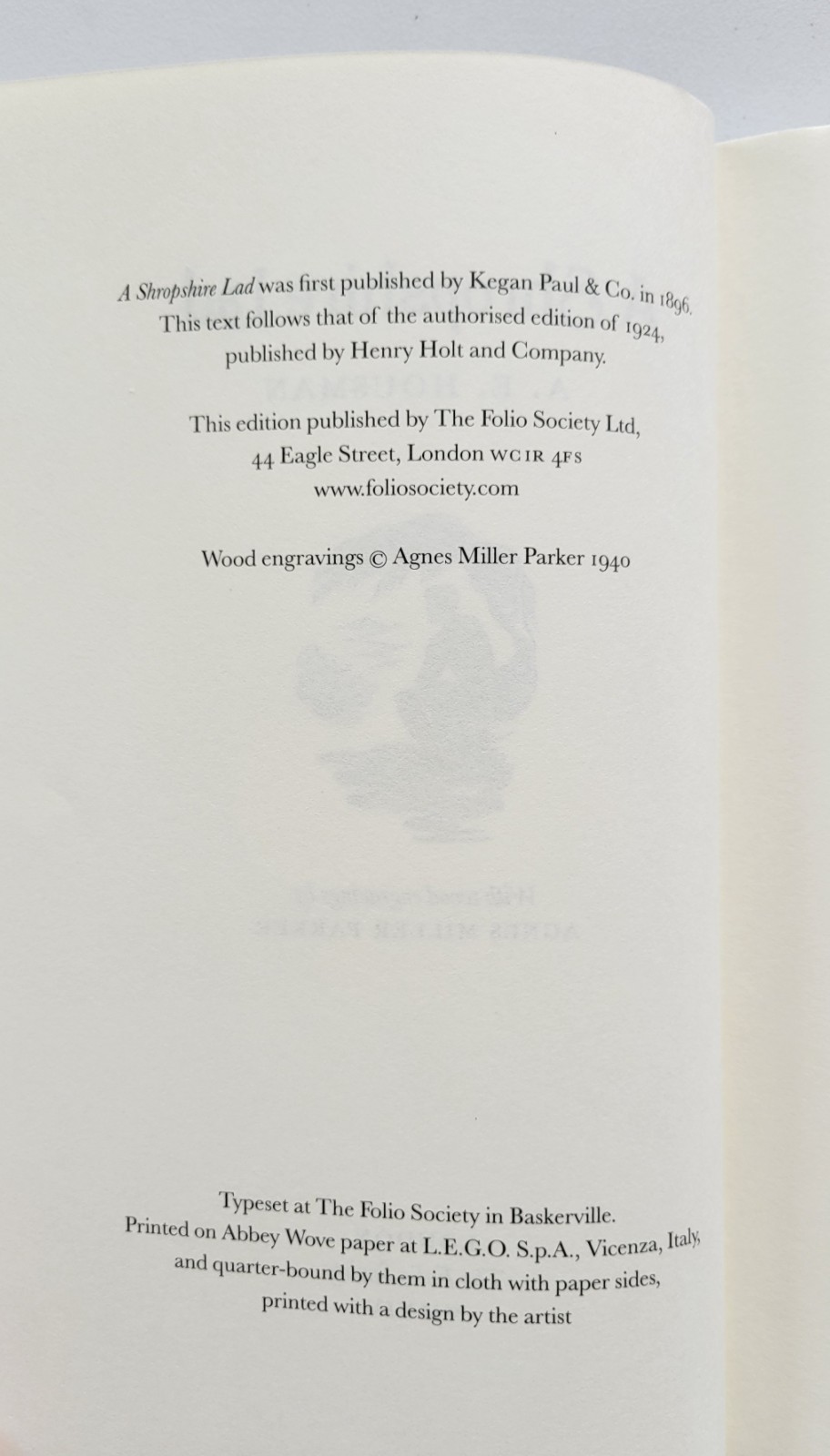 Folio Society A Shropshire Lad by AE Housman, HC-Slipcase