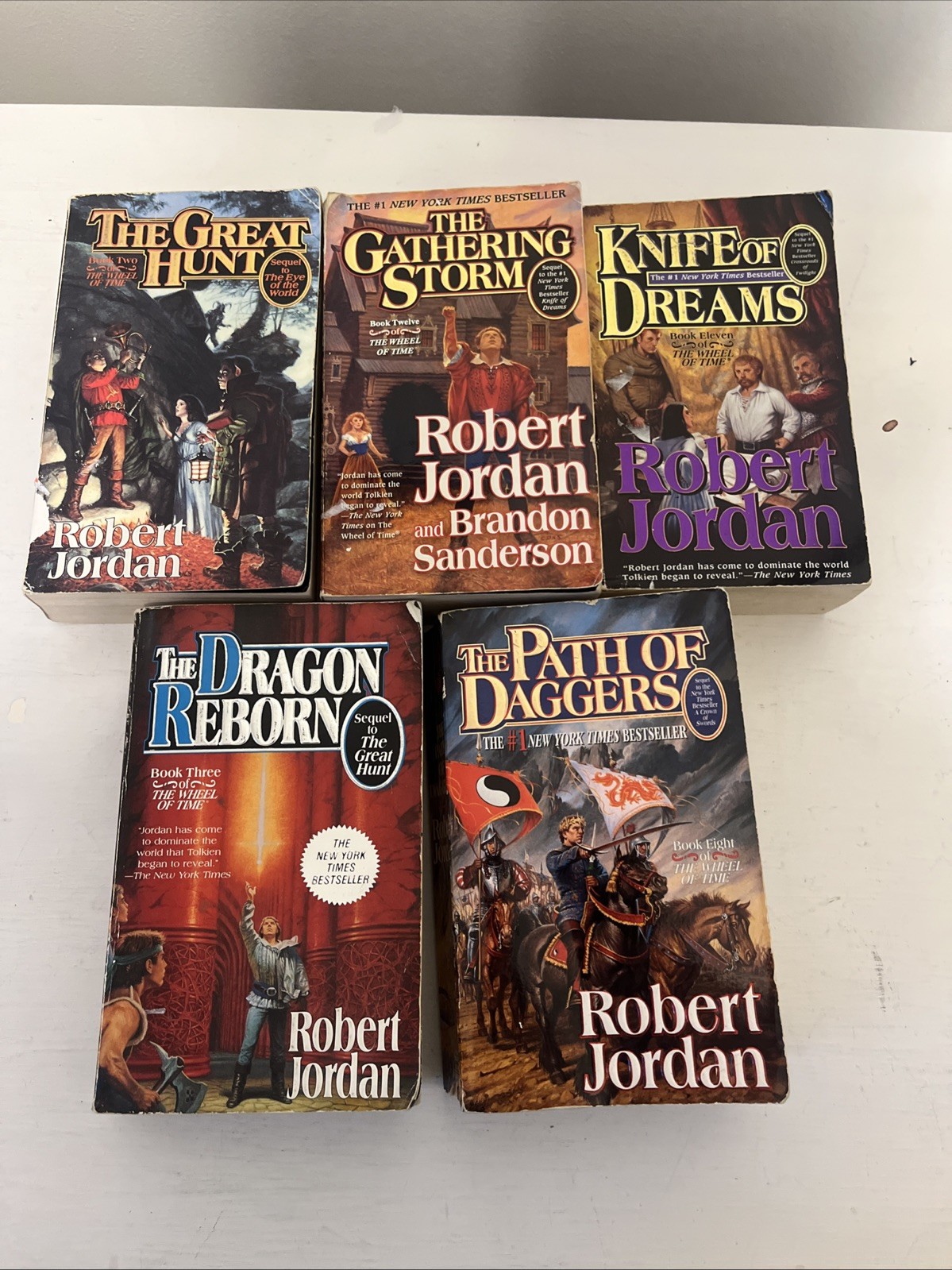 robert jordan the wheel of time paper back book lot #2,#3,#8,#11,# 12