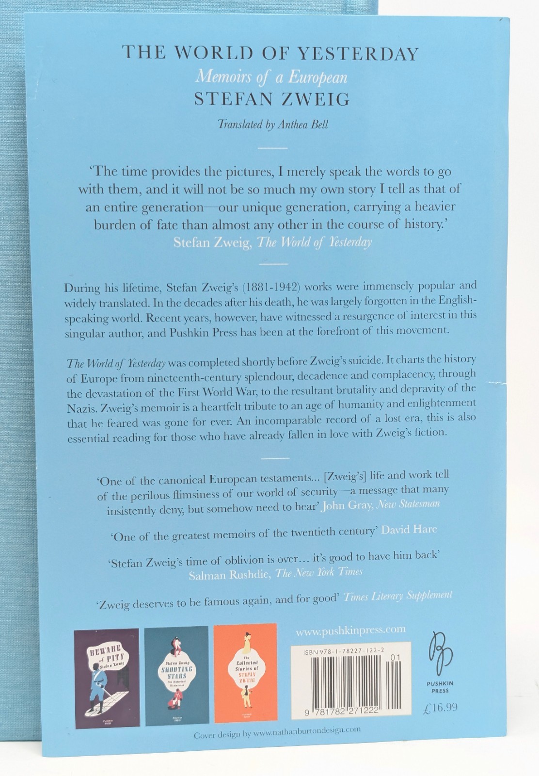 Stefan Zweig, The World of Yesterday: Memoirs of a European (Pushkin, 2014) HB
