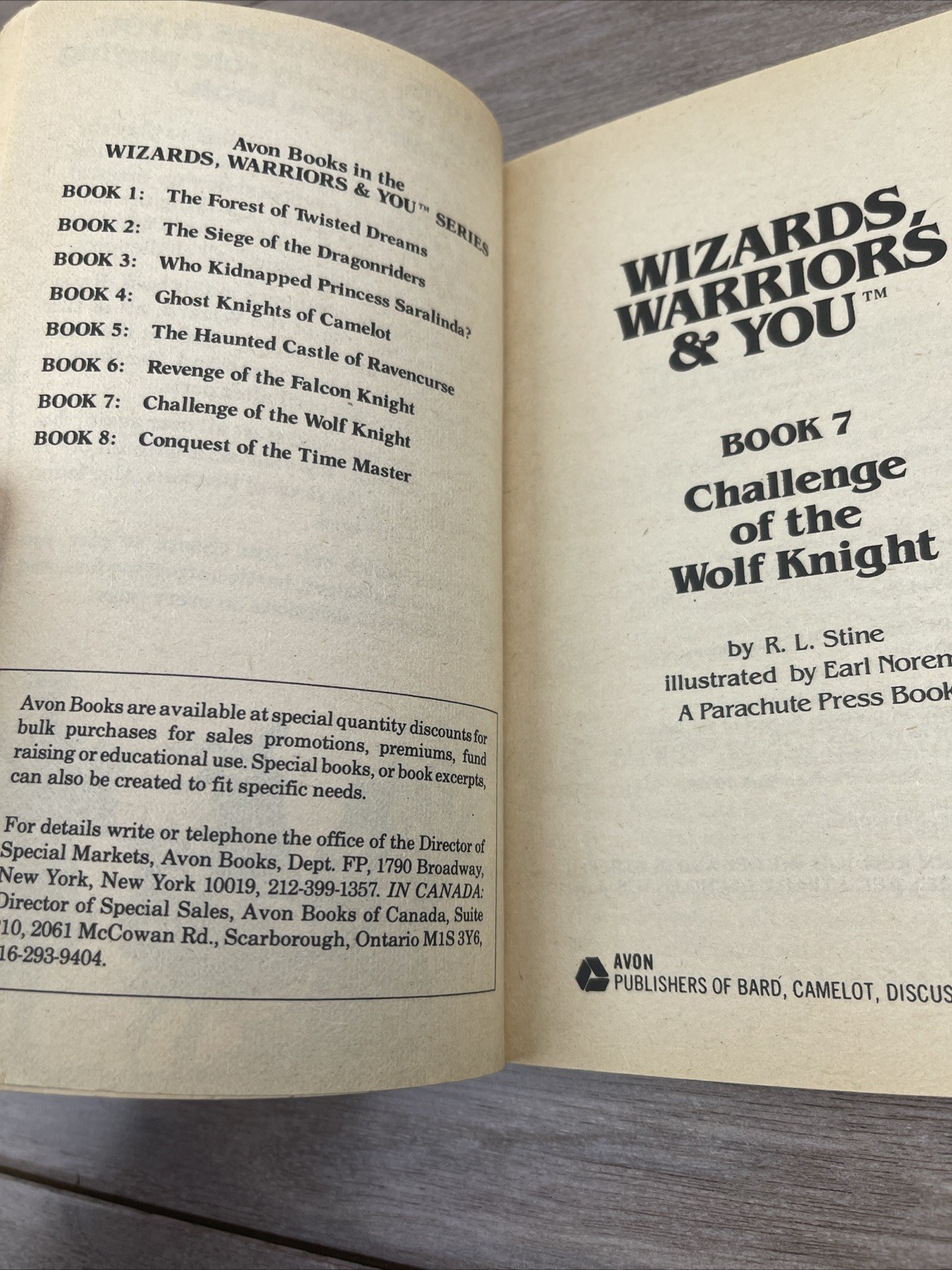 Challenge of the Wolf Knight R L Stine Wizards, Warriors, and You #7 1985 1st Ed