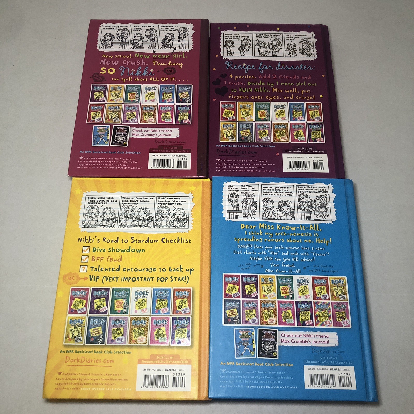 Lot 8 Dork Diaries by Rachel Renee Russell Hard Cover Exclusive Edition