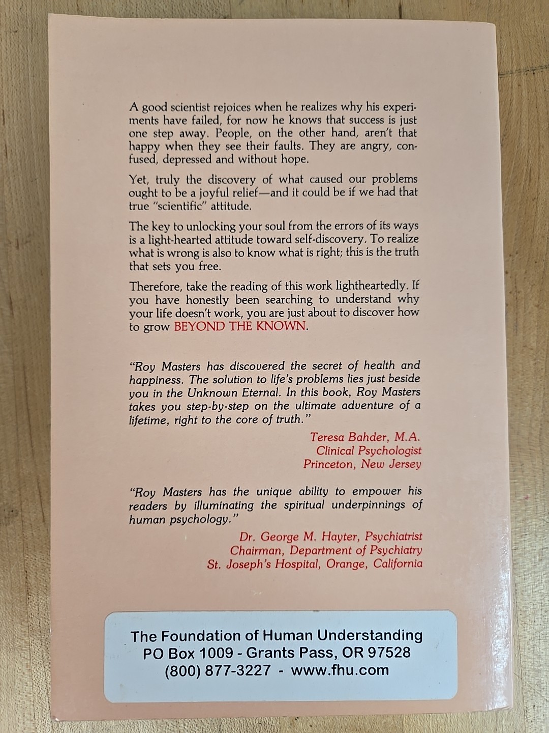 Beyond the Known Paperback By Masters Fast Shipping