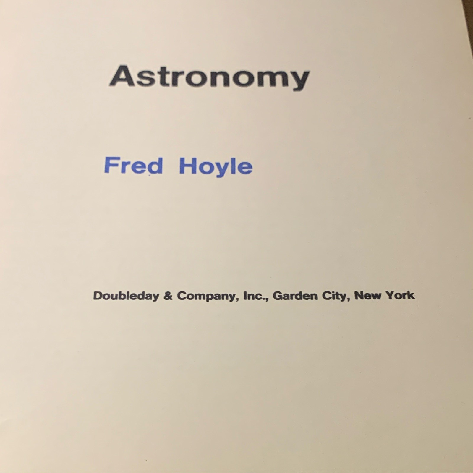 Fred Hoyle Astronomy Hardcover 1962 Illustrated English Doubleday & Company