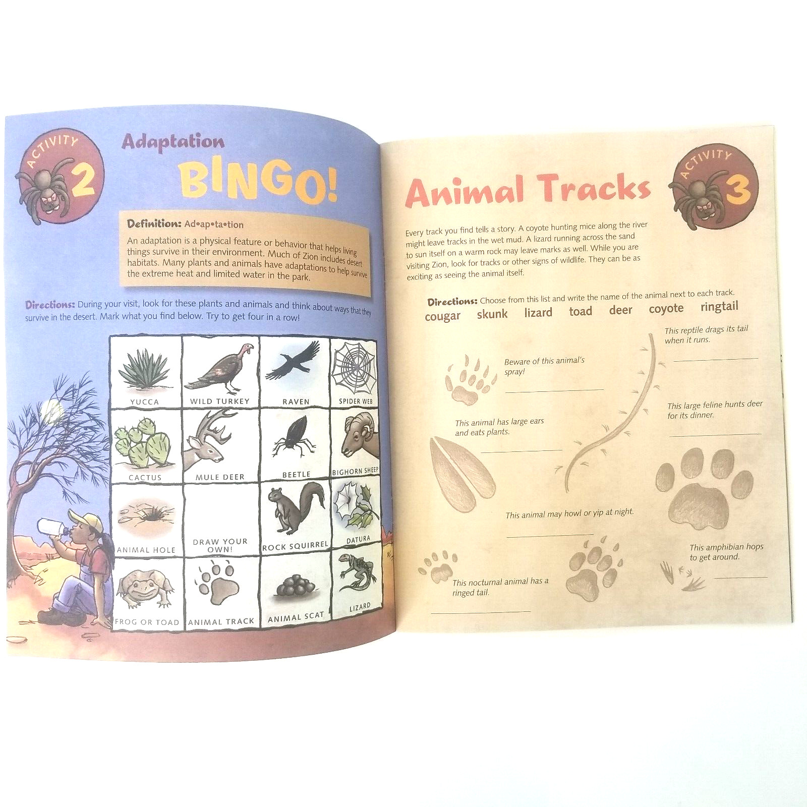 Zion National Park Junior Ranger Handbook Activity Guide Ages 4 Up, 18 Pages