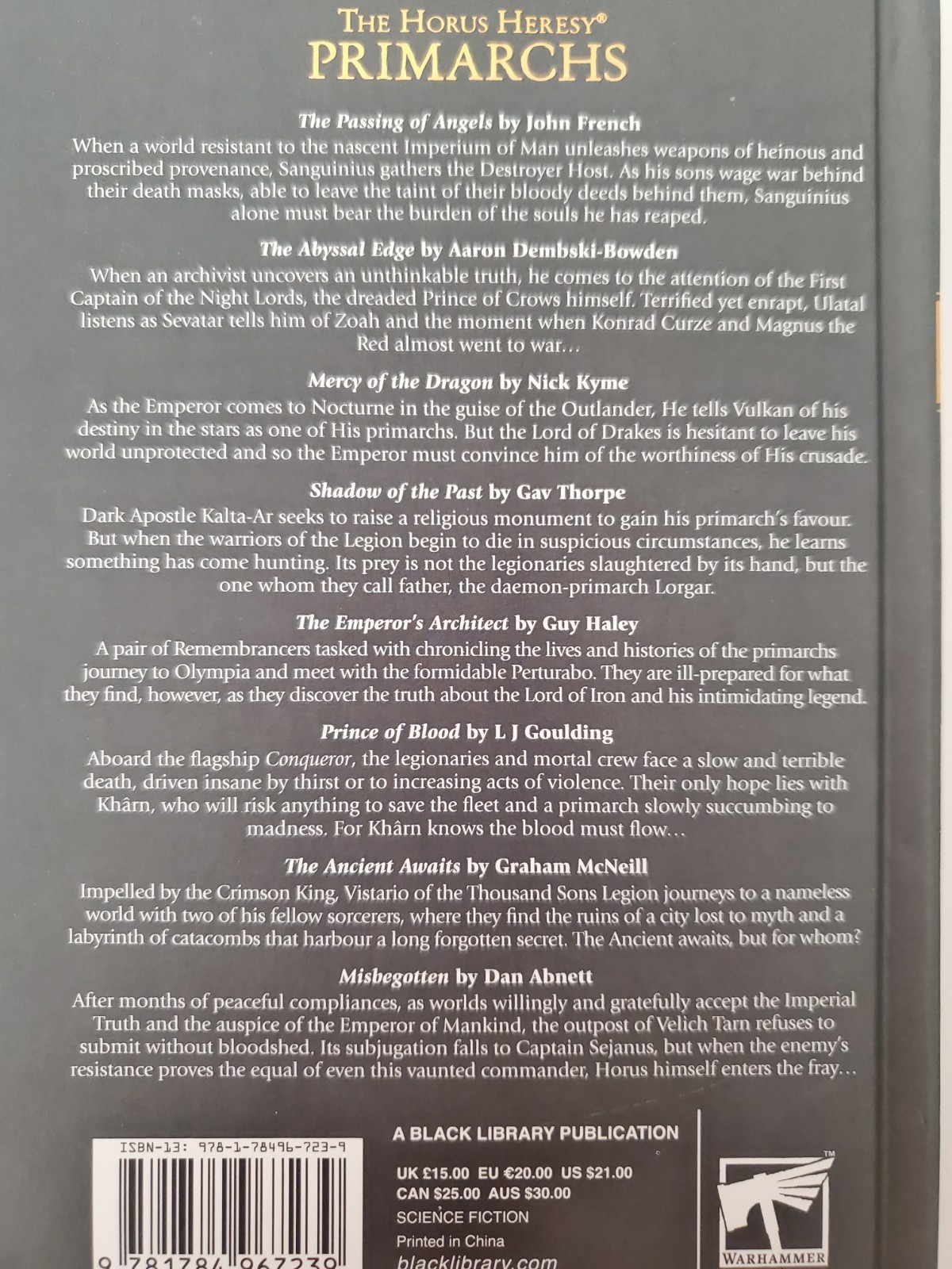 The Horus Heresy Primarchs Sons of the Emperor: An Anthology 2020 Hardcover
