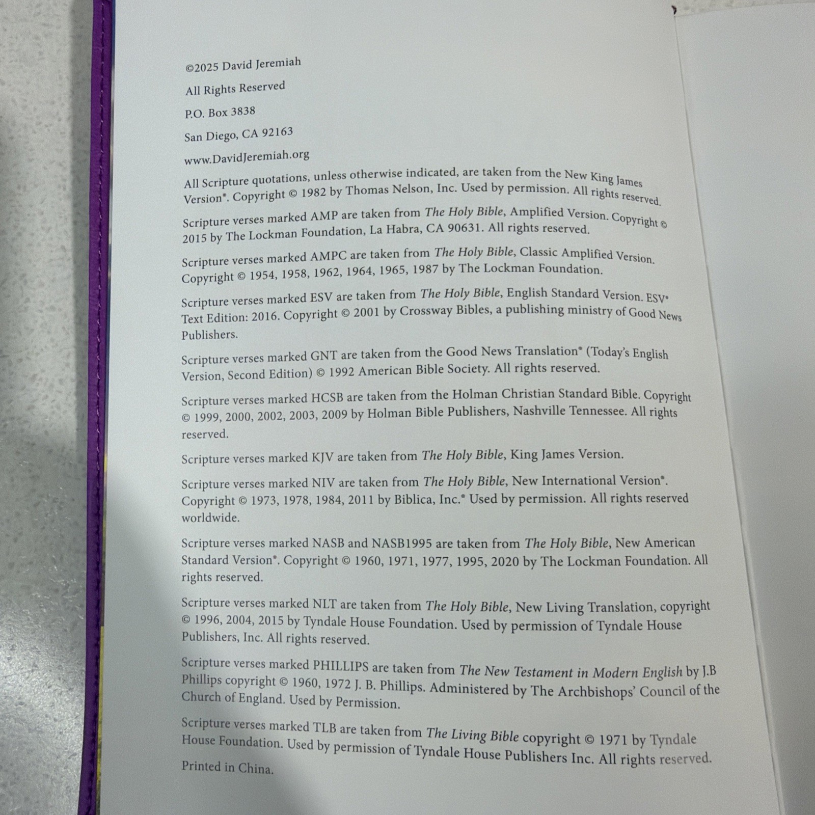 A Closer Walk with Jesus by David Jeremiah – 2025 Purple Faux Leather