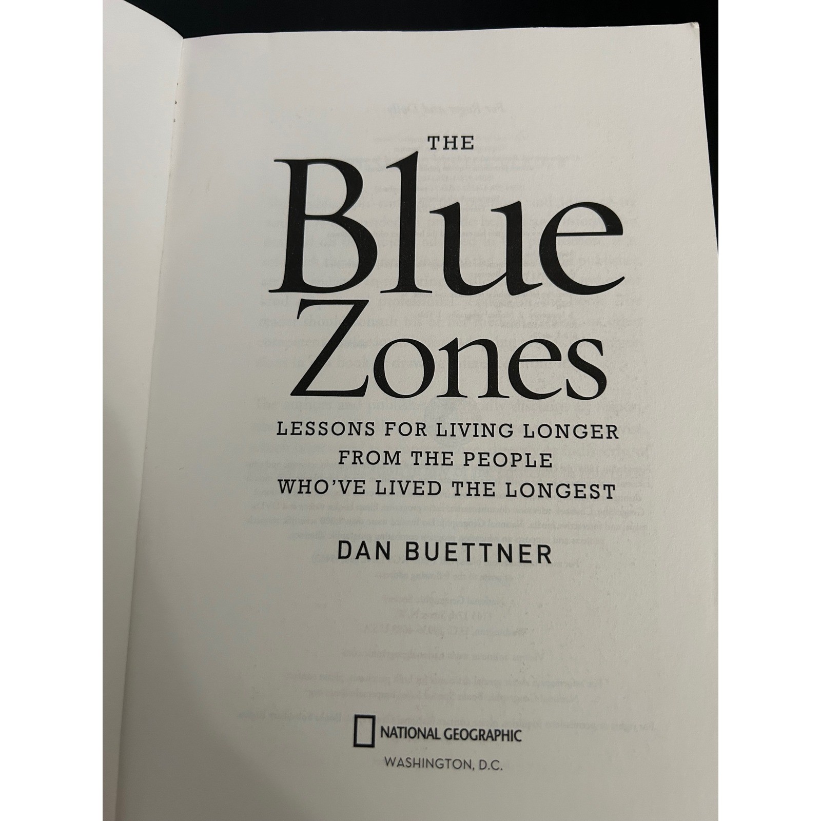 Nonfiction Book Blue White Lessons for Living Longer Dan Buettner National Geo
