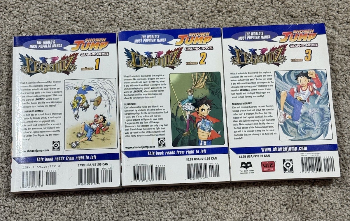 2003 Shonen Jump Legendz Manga Graphic Novel Comic Books Volumes 1, 2 & 3 Used