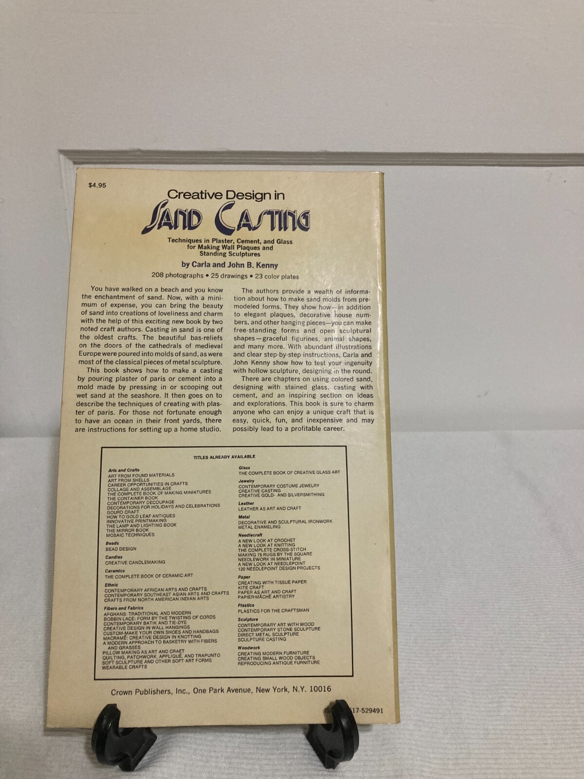 Creative Design in Sand Casting by John and Carla Kenney (1978, paperback, VG)