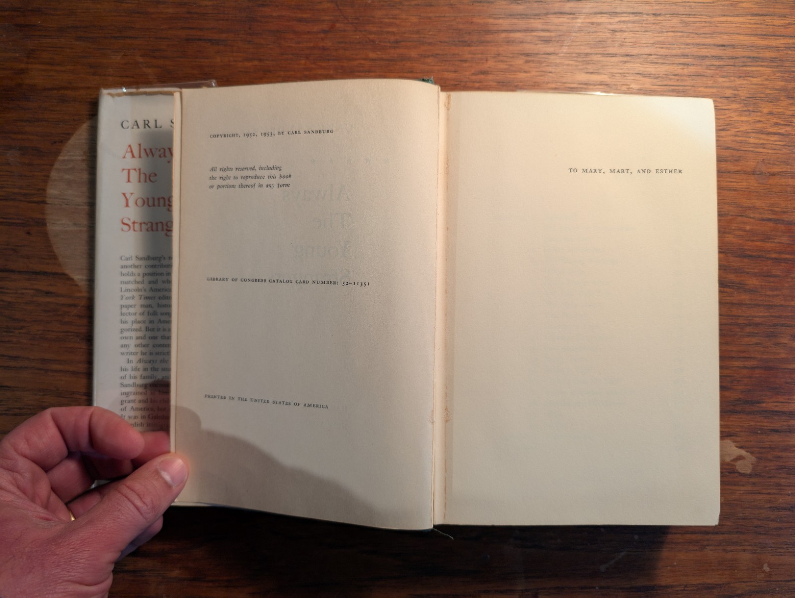 Always the Young Strangers Carl Sandburg 1953 HC/DJ Harcourt Brace SIGNED