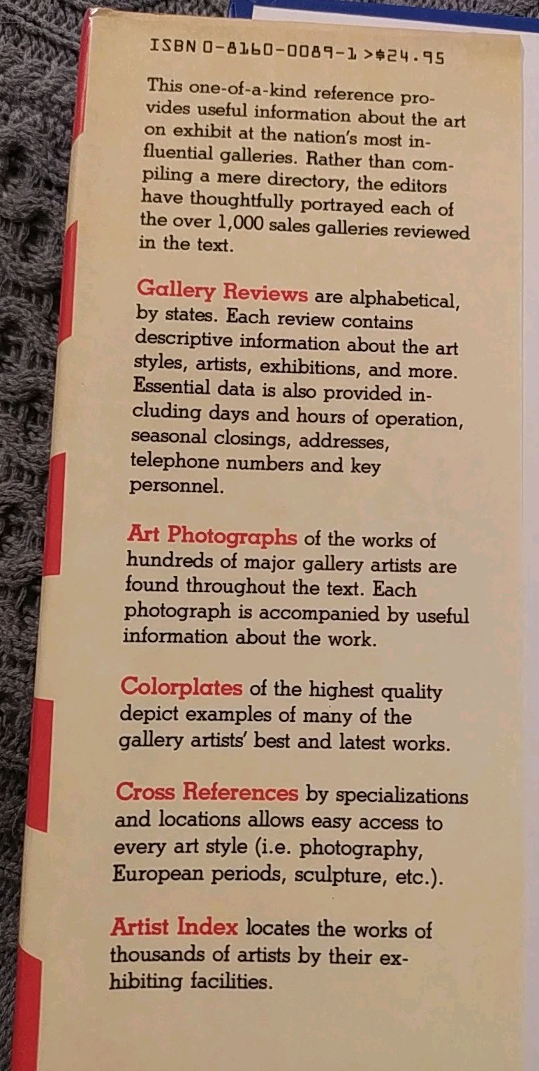 American Art Galleries Illustrated Guide to Their Art & Artists Les Krantz