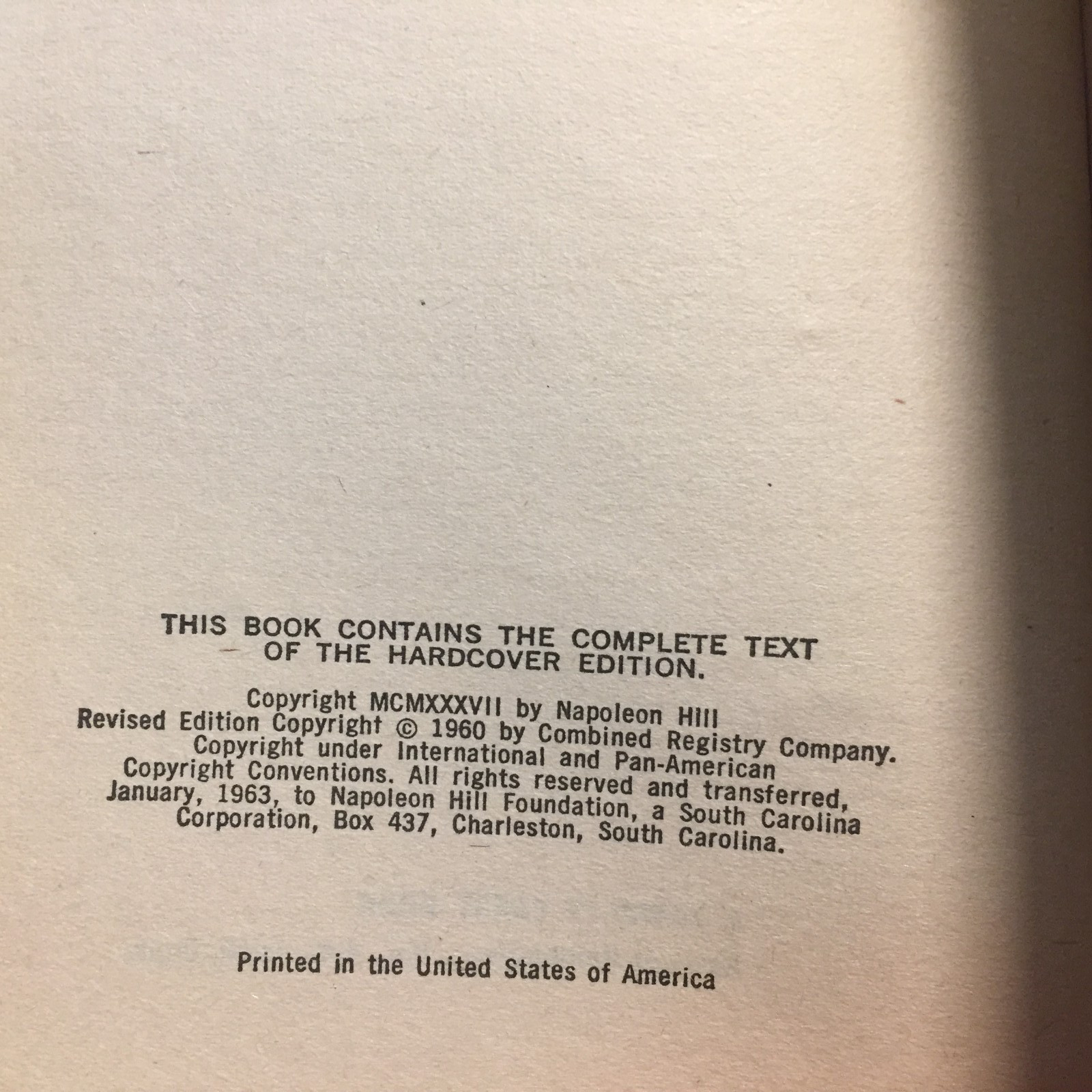Think And Grow Rich Napoleon Hill 1963 Fawcett Crest Business Motivation Book