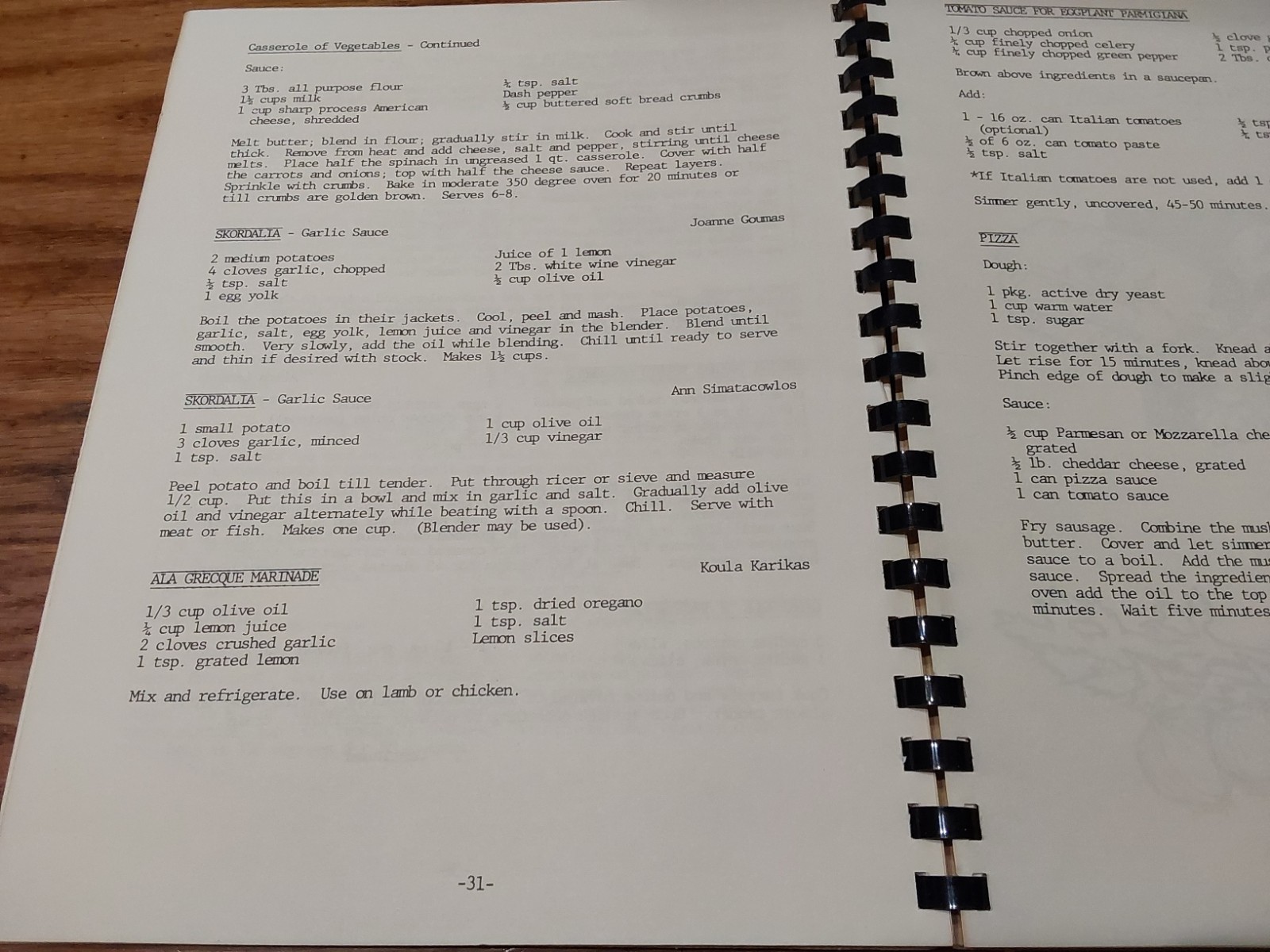 Grecian American Cuisine Recipes Spiral Cookbook 1980 Ohio St Paul Church