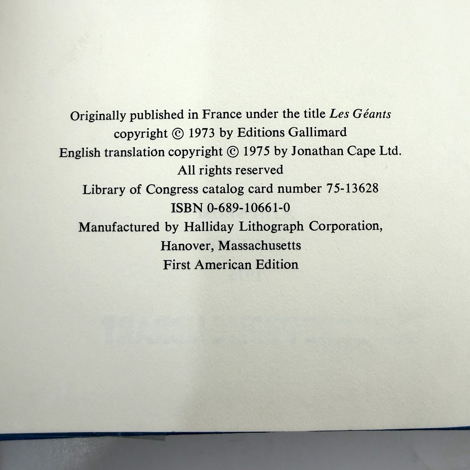 THE GIANTS J.M.G. LeClezio HCDJ First American Edition 1975