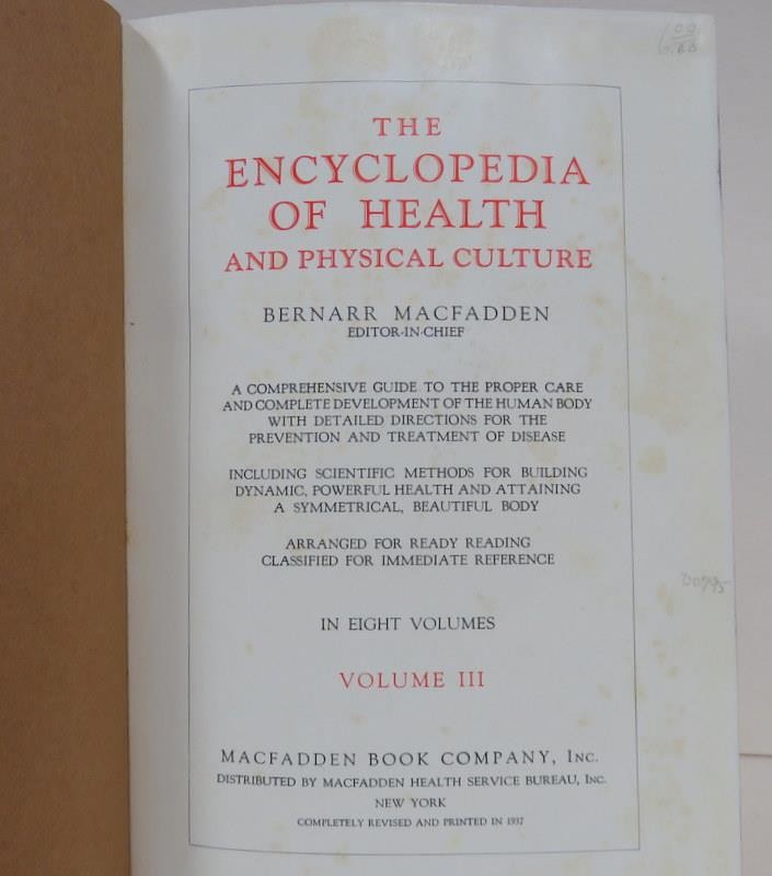 Encyclopedia Of Health & Physical Culture HC Macfadden 1937 -U CHOOSE THE VOLUME