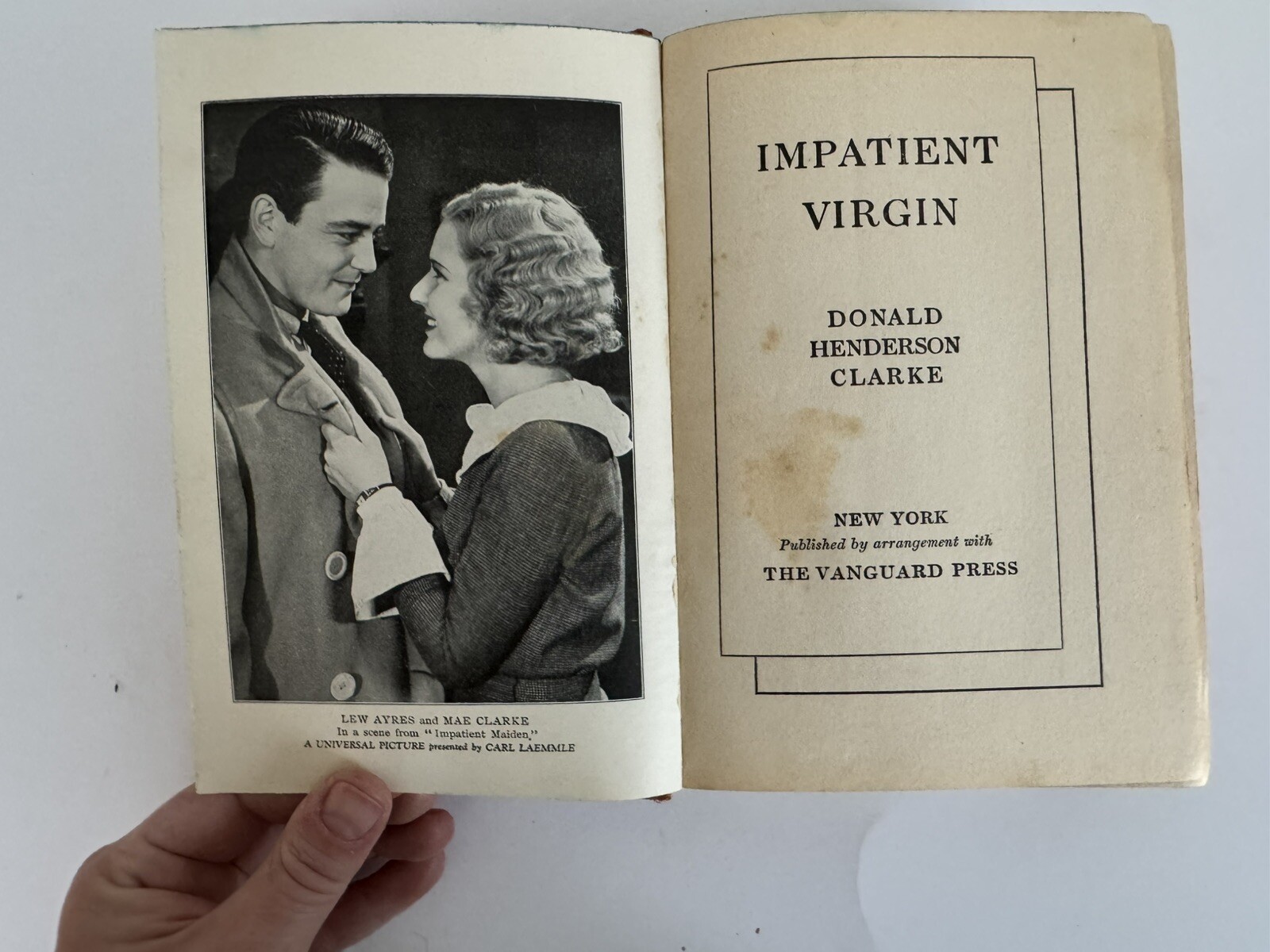 Impatient Virgin – Donald Henderson Clarke (Hardcover, 1942) Triangle Books