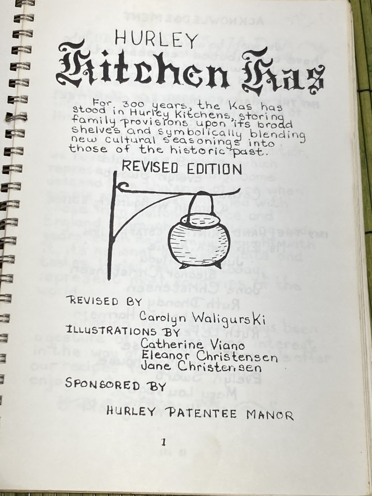 Vintage Cookbook Kitchen Kas Hurley New York 1976 Hurley Patentee Manor