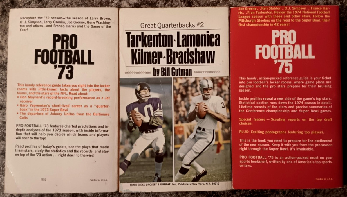 THREE PRO FOOTBALL ’73 & 75 STARS AND RECORDS & GREAT QUARTERBACKS #2 Paperback!