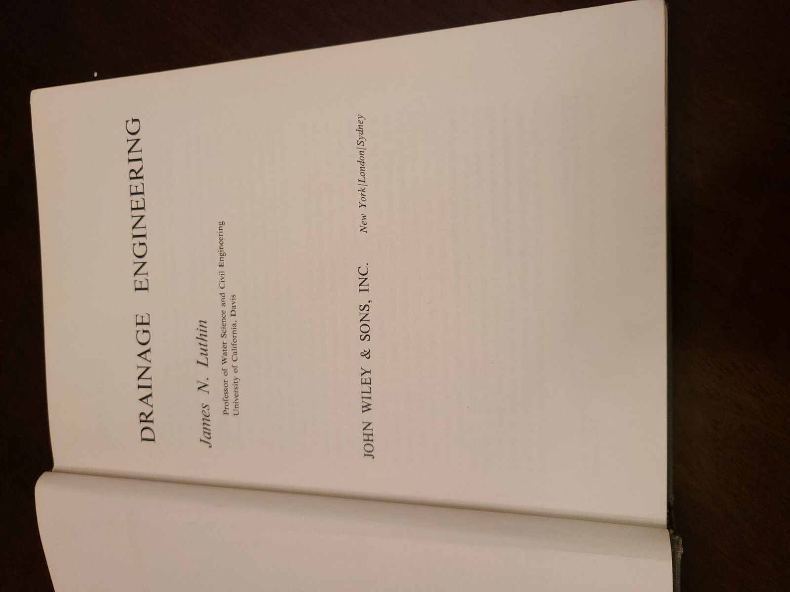 DRAINAGE ENGINEERING By James N. Luthin – Hardcover, 1966, Ex Library