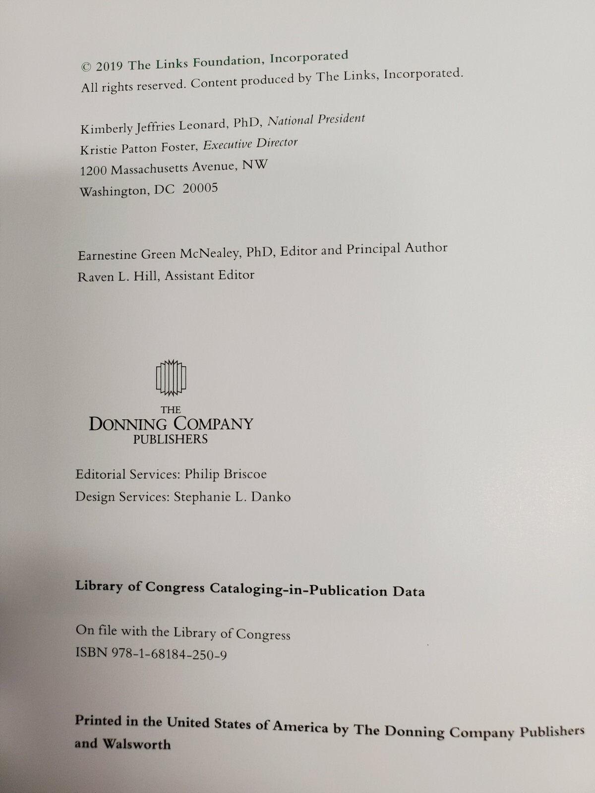 The Links, Inc. Transformational Links Book Earnestine Green McNealey, PhD 2019