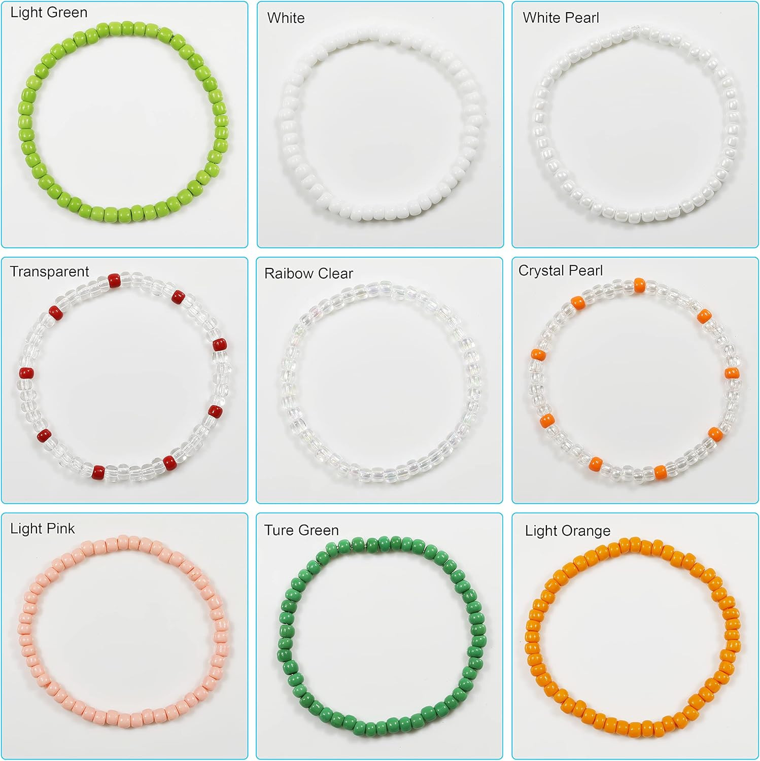 Opaque Light Blue Pearl Color 4mm Seed Beads About 1200pcs/100Grams in Bag, 6/0