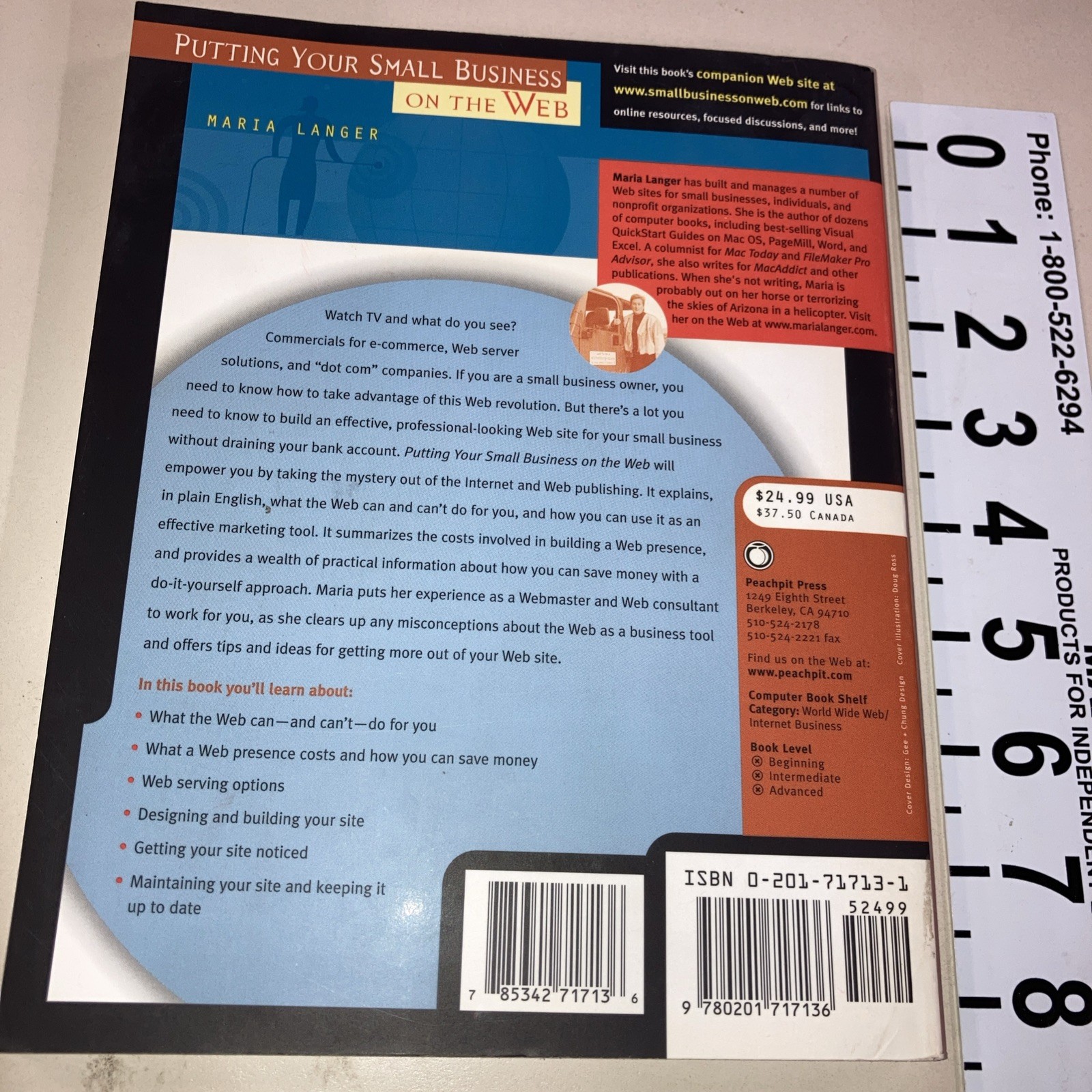 Putting Your Small Business on the Web SC Maria Langer 2000 Peachpit Press VG